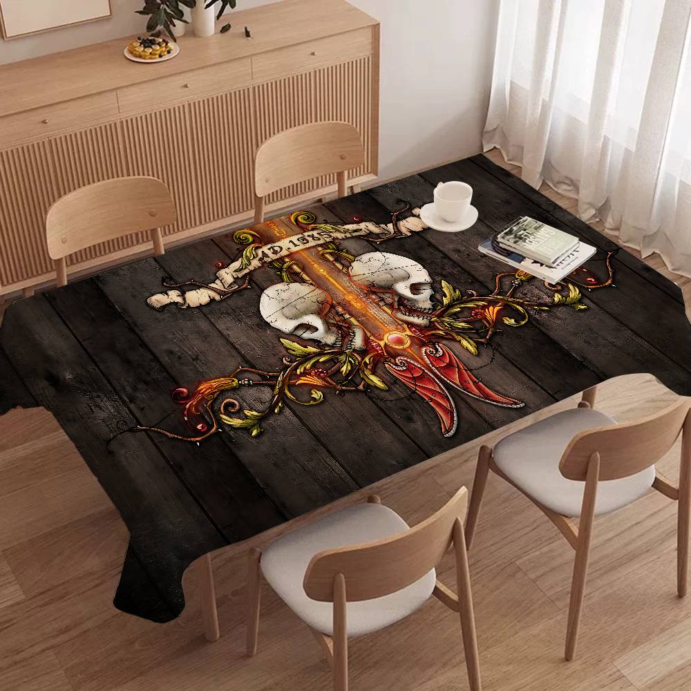 Anime Horror Schedel Gotische Thema Polyester Tafelkleden Leuke Ontwerpen voor Huis Keukens Eetkamers Terrassen Tafelkleed Decoratie 90x140cm