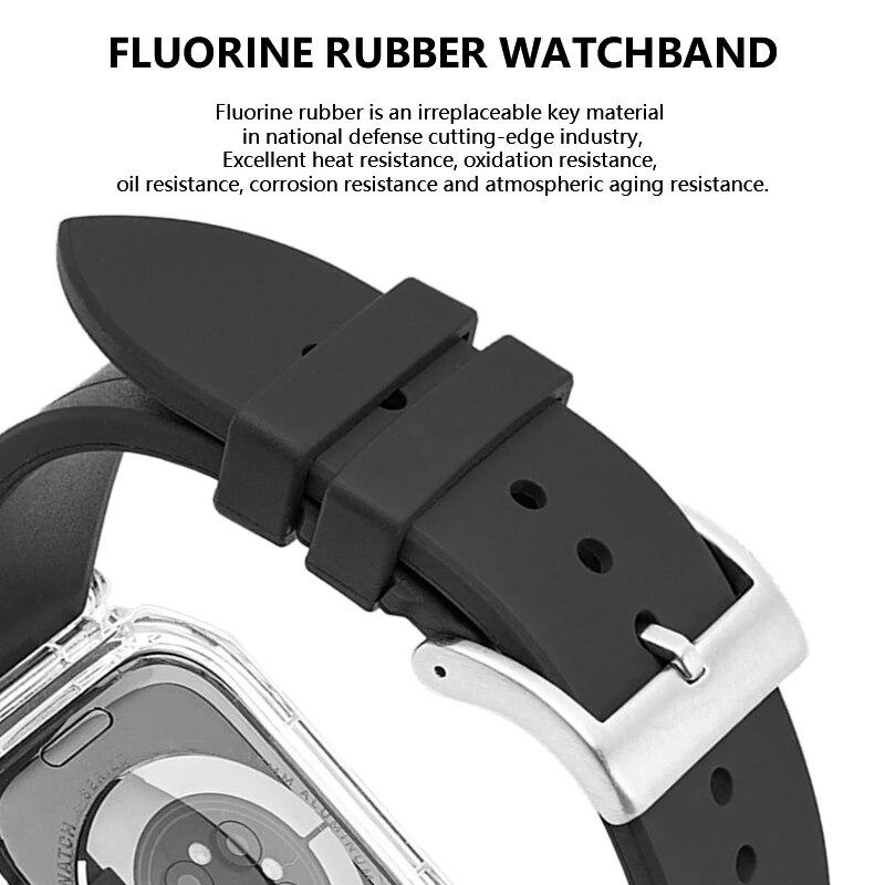 Sports Bracelet For Apple Watch Band 44mm 45mm Mod Kit Rubber Luxury Transparent Silicone Case for Iwatch Series 8 7 6 SE 5 4