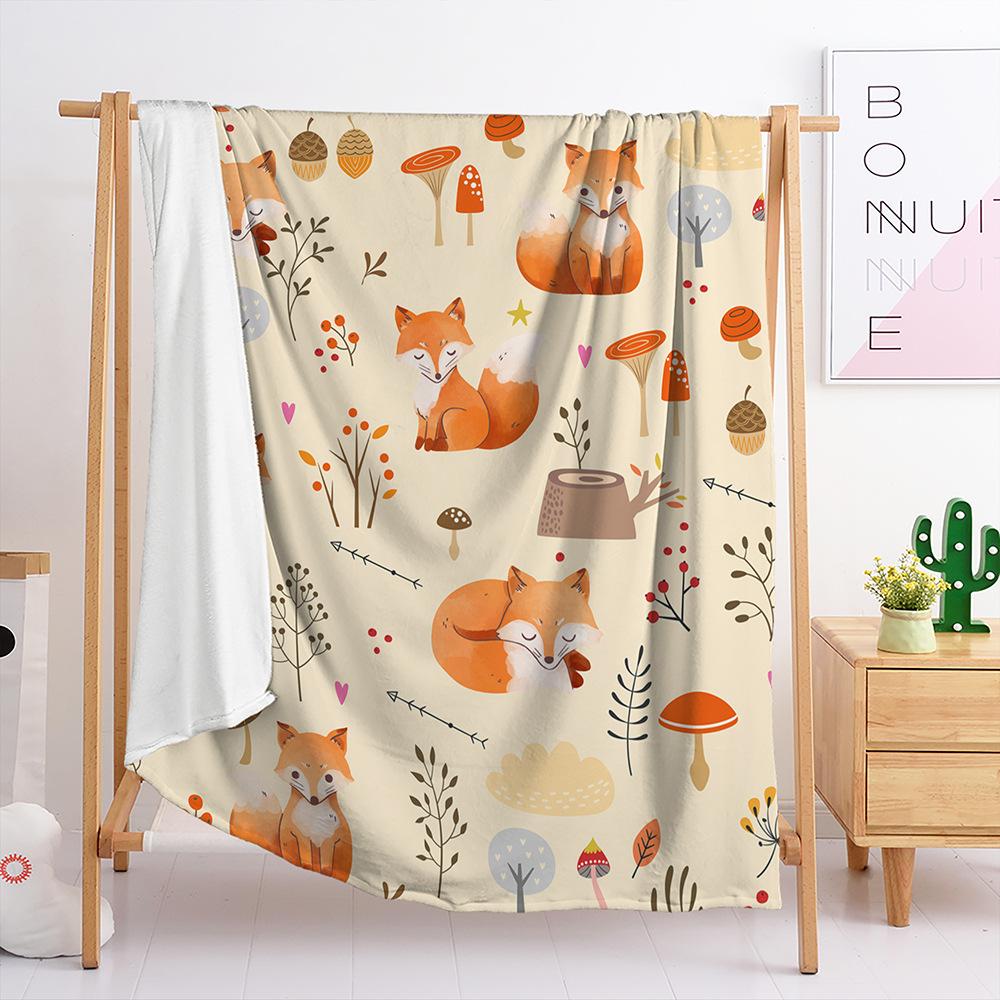 Blanket Flannel Blanket Thanksgiving Pumpkin Fox 3D Digital Printing Blanket Blanket