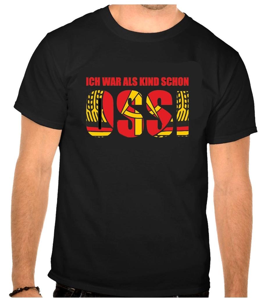 Gdr Ich War Als Kind Schon Ossi Logo Schwarzes T-Shirt 1261