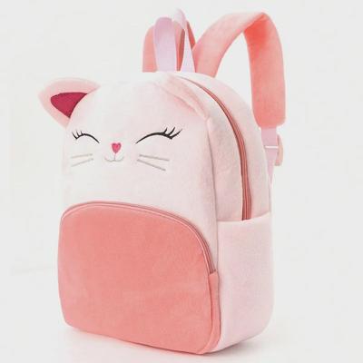 Mochila infantil de pelúcia multicolorida com desenho de animal para jardim de infância