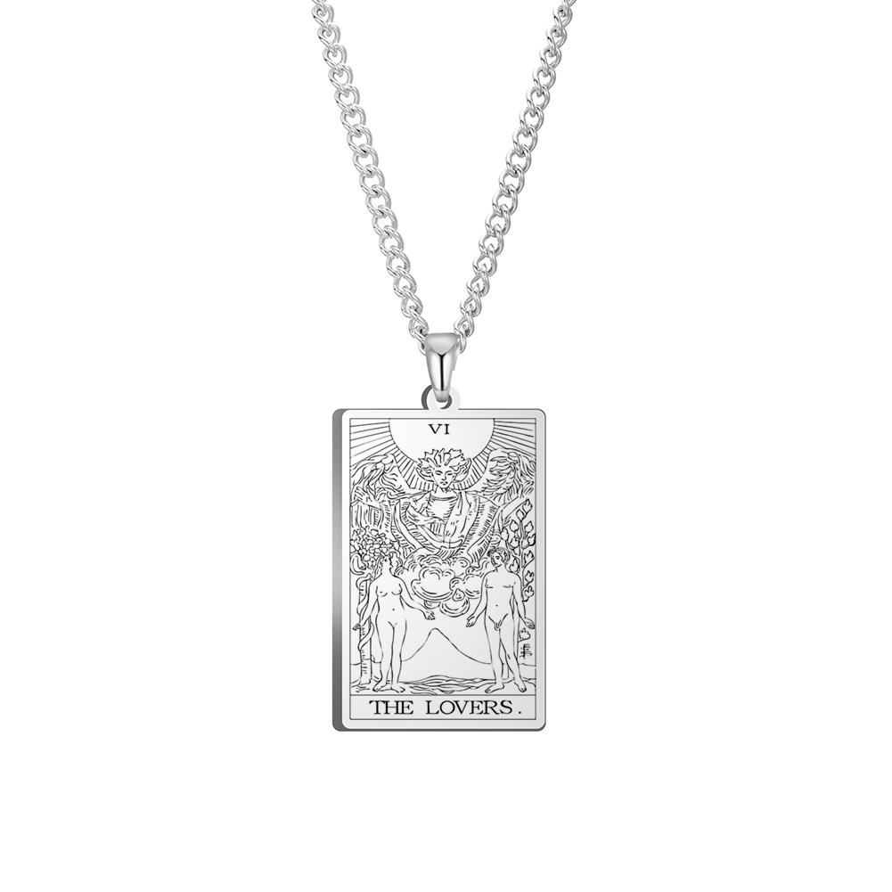 Dawapara Vintage Tarot Kartı Kolye Major Arkana Pagan Astroloji Tılsım Kolye Uçları Paslanmaz Çelik Takı