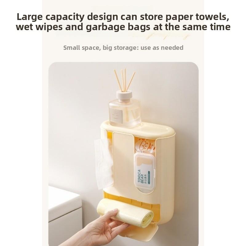 1pcs Three-in-one Wall-mounted Tissue Storage Box Creative Multi-purpose Storage Box Home Decoration