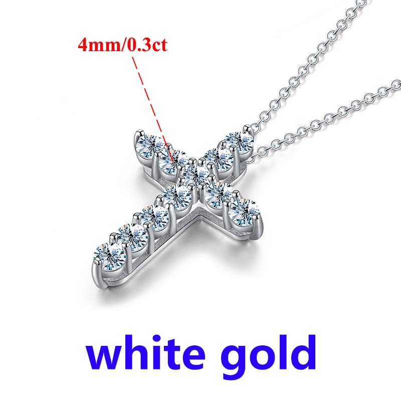 Full Moissanite Cross Mossanite Pendant Necklace 925 Silver D Color Moissanite Pendant For Women 2.5-5mm BlueMoissanite Necklace
