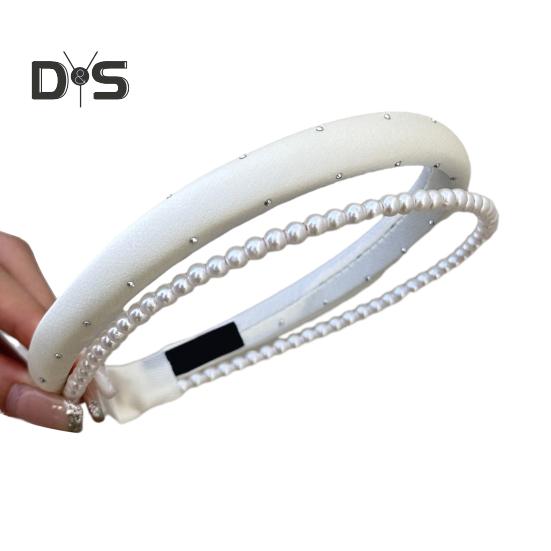 Hårbånd med imitert perle, lett, dobbeltlags design, hårbøyle i fransk stil, myk, allsidig antrekkstilbehør