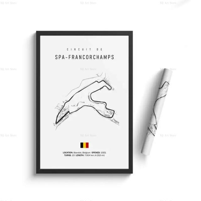 Nordic France Spain Imola Racing Track Circuit Canvas Painting F1 Wall Art Posters Aesthetic Motorsport Decoration Room Decor