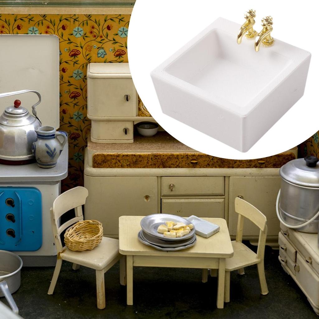 *1/12 Scale Dollhouse Washbasin Mini DIY Fitments Furniture Toy for Life Scene Micro Landscape