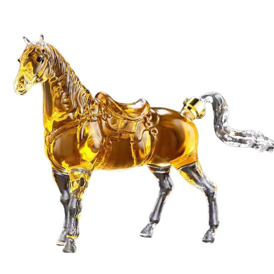 Karafka na Whiskey z Motywem Konia Ręcznie Robiona z Wysokoborosilikowego Szkła Dystrybutor Alkoholu Tematyka Dzikiego Zachodu Pudełko na Prezent z Alkoholem dla Mężczyzn Dzień Ojca Urodziny