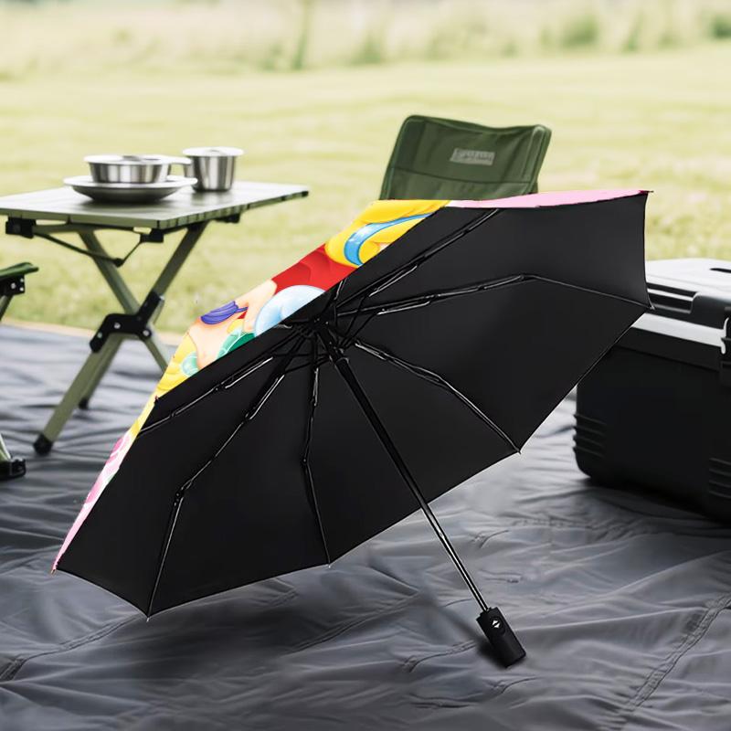 1PC Cartoon Princess Printed Umbrella Folding Umbrella, Automatic Umbrella 8-Frame for Travel, Camping Fan Gifts Christmas Gifts
