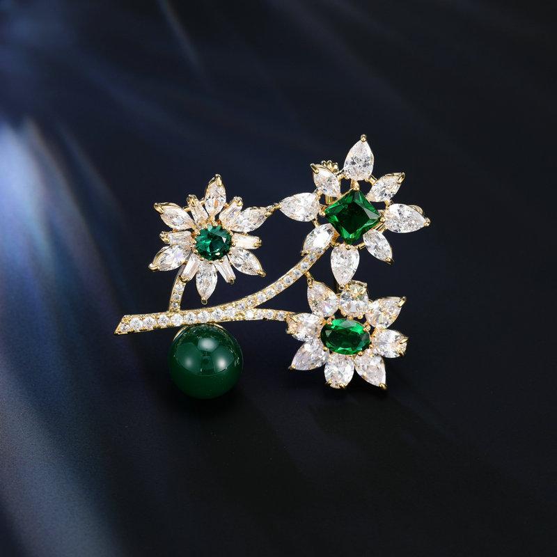 

Женская брошь в элегантном дизайне «легкая роскошь», инкрустированная цирконом, с имитацией жемчуга, в виде цветка, модная и универсальная брошь нишевого дизайна