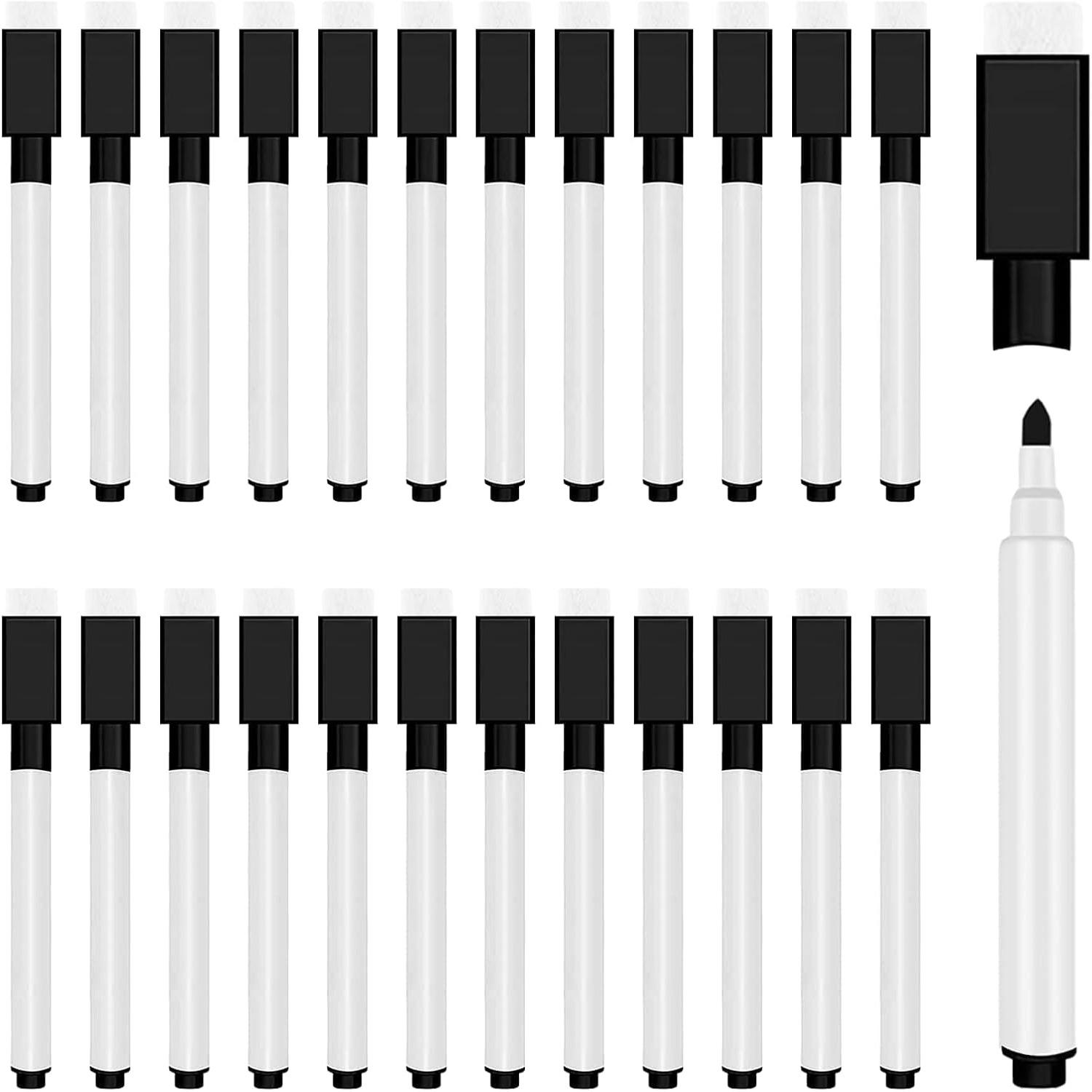 

25Pcs Black Magnetic Dry Erase Markers with Eraser Cap,White Board Mini Dry Erase Markers Bulk,Fine Point Tip Student White Board Markers for Teachers H