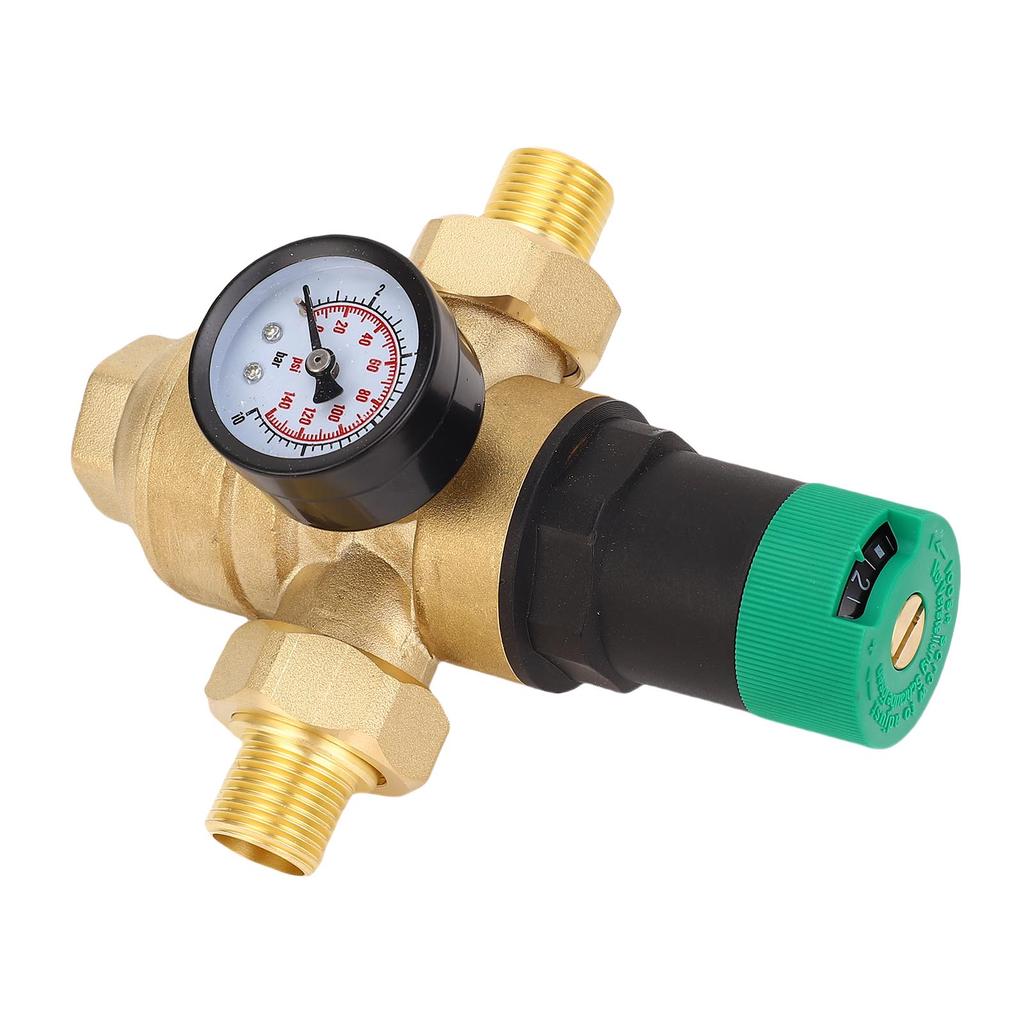Water Pressure Regulator Brass 40 Microns Filter Drinking Water Pressure Regulator with Meter