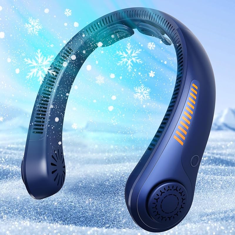 Portable Neck Fan - Rechargeable Personal Fan with Neck Support, 5-Speed Quiet Lightweight Long Lasting Neck Fan, Battery Operated Full Surround