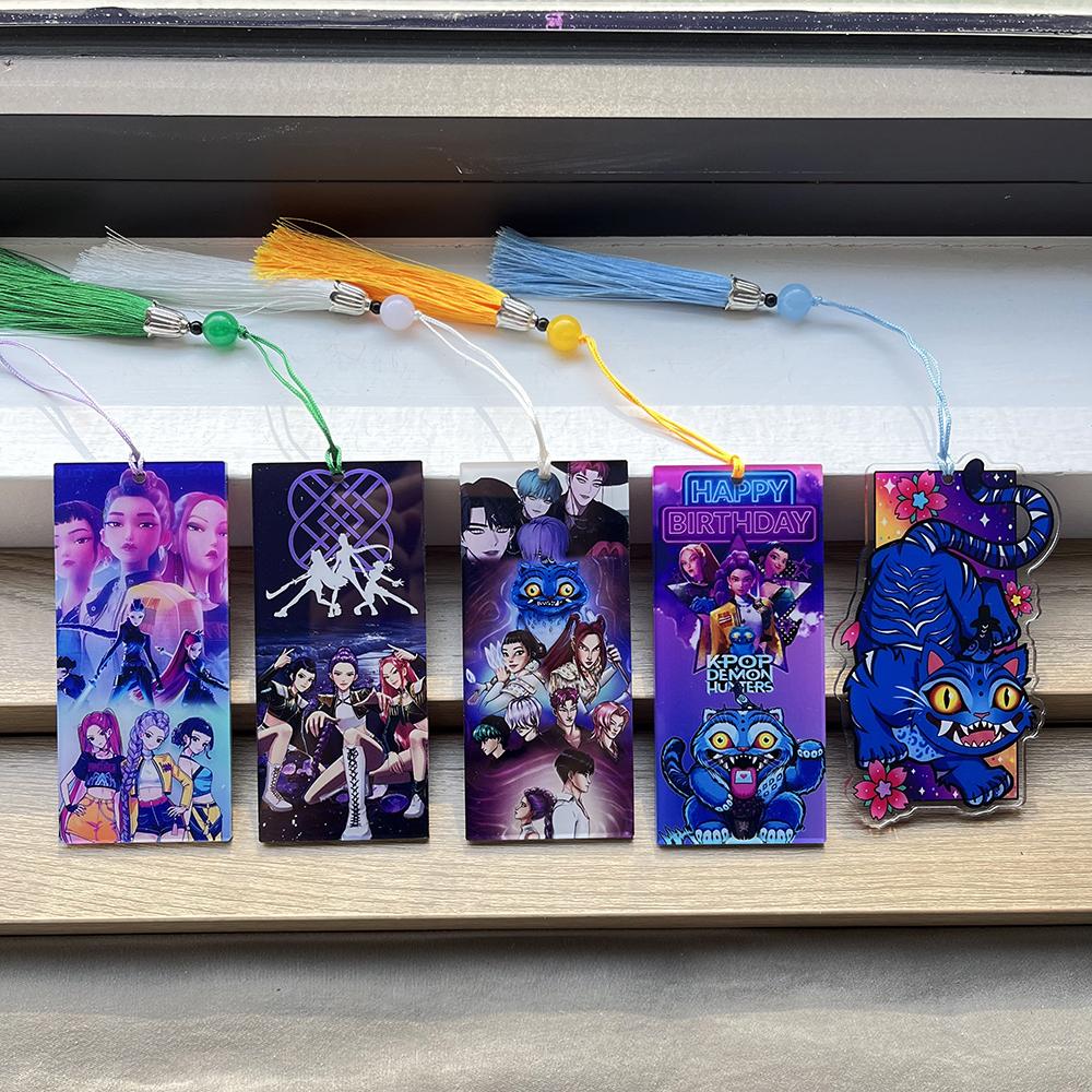 1/2/4 adet KPOP Şeytan Avcıları Saja Çocuklar Derpy Kaplan Akrilik Kitap Ayracı Püsküllü Kitap Klipsi Öğrenci Kırtasiye Okul Malzemesi