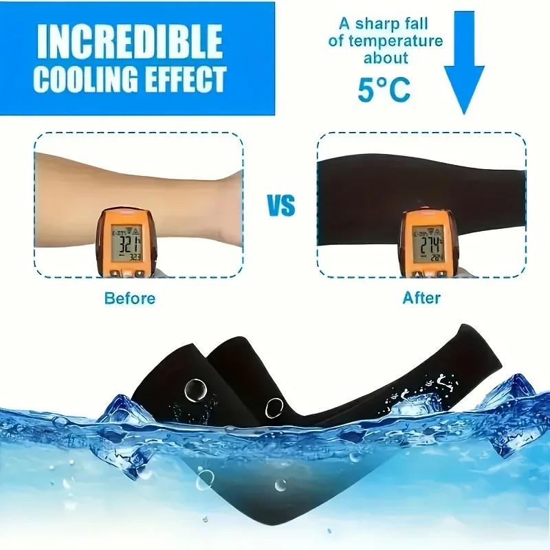 Unisex Cooling UV Protection Arm Sleeves Elastic Summer Ice Covers for Sports/Running/Cycling Reusable Breathable Sun Accessorie