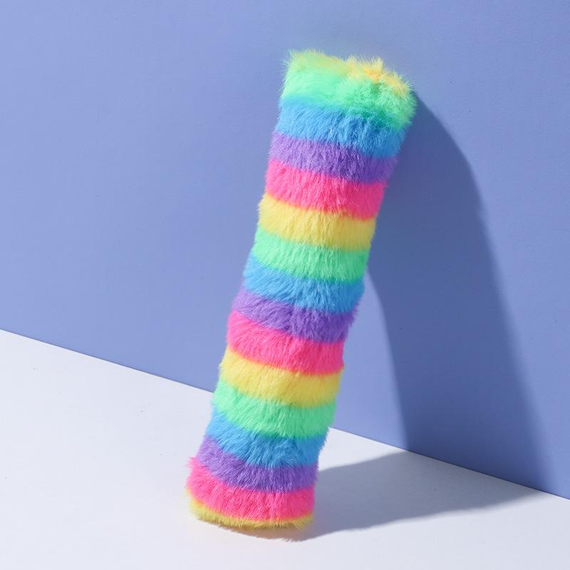 Pet Supplies: Rainbow Plush Long Strip Throw Pillow Cat Self-entertainment Toy Catnip Vocal Interactive Boring Toy