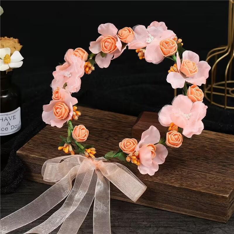 Mori women's simulated flower wreath, headgear, hair accessories, seaside vacation head flower