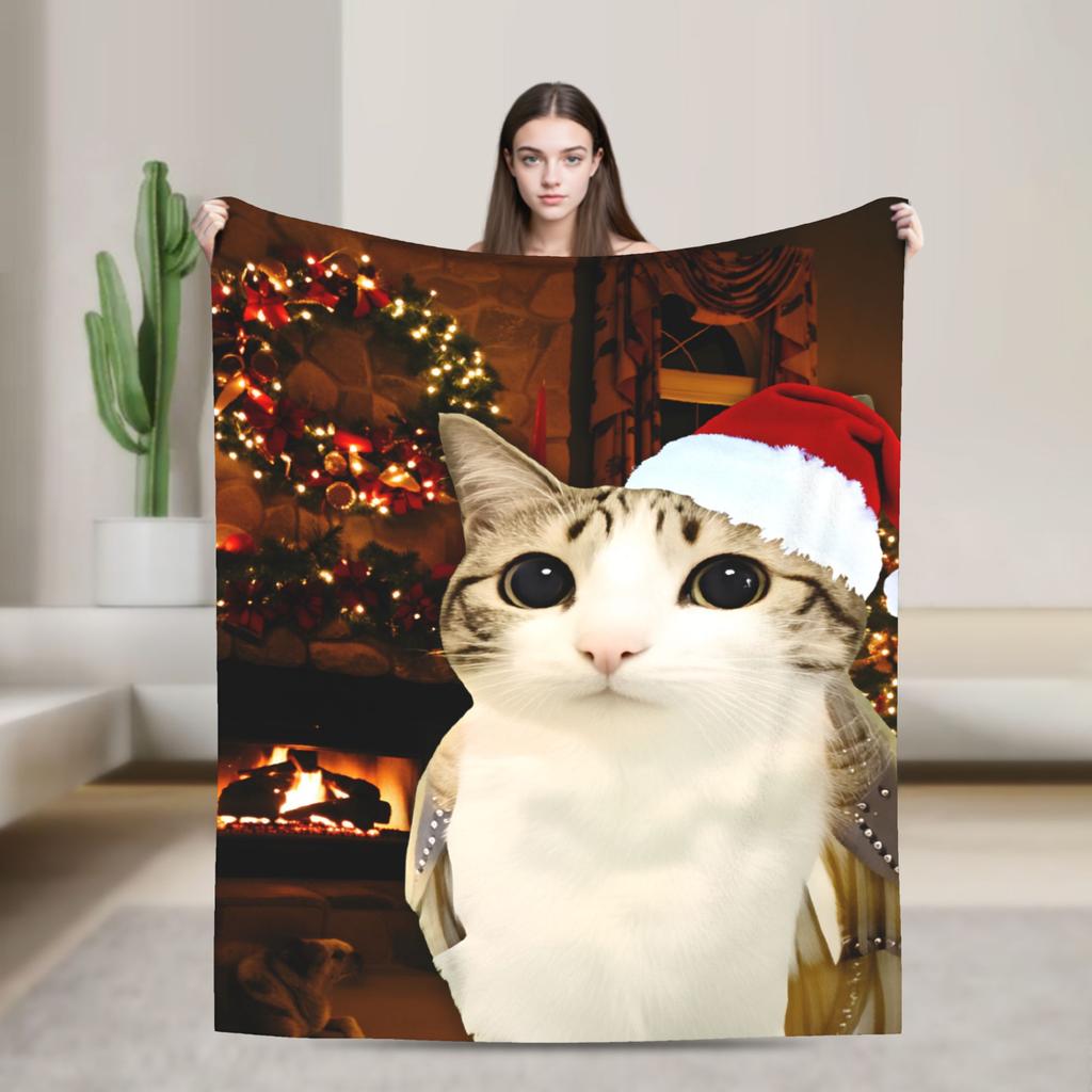 Miauw Kat Uil Bellen Telefoon Thema Warme Gezellige Deken Esthetische Reis Plaid Home Decor Flanellen Sprei Bank Bed Cover