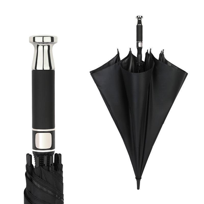 Long Automatic Umbrella Strong Windproof Uv Protection Business Black Gum Portable With Cover Outdoor Straight Handle Umbrella