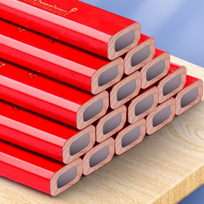 12 Pcs Carpenter Pencils Construction Pencils Black/Red Carpenter Pencils for Woodworking Marking