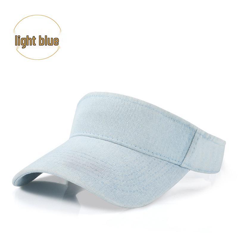 

Солнцезащитный козырек из выстиранного денима - Дышащая бейсболка без верха для бега для женщин и мужчин Adjustable (Velcro) светло-синий