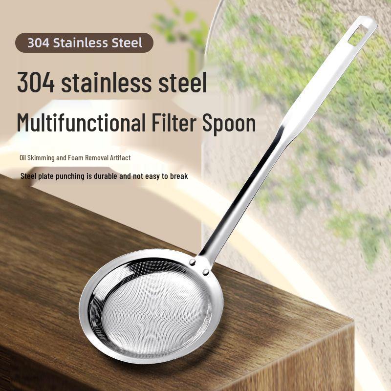 

304 Stainless Steel Multifunctional Oil Separator & Foaming Spoon with Mesh Filter Small