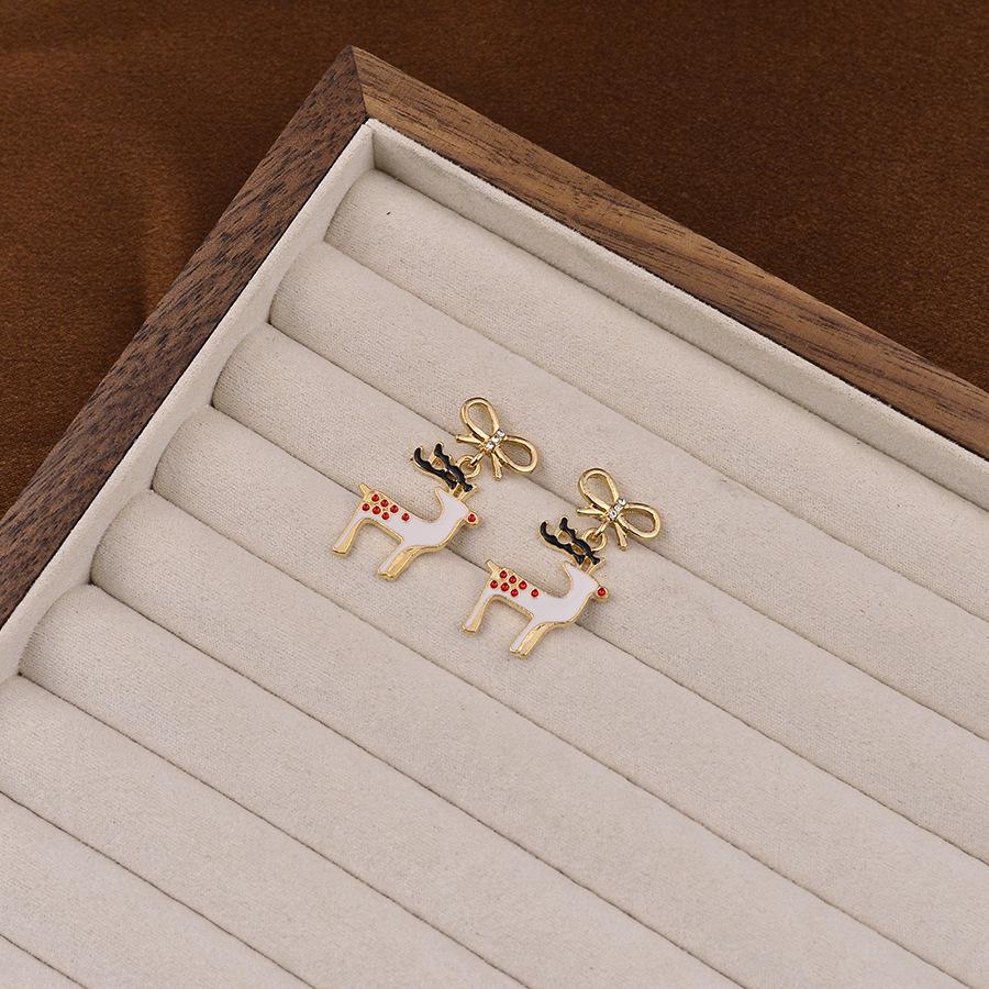 Japanese & Korean Christmas Bow Earrings - Cute Candy Cane, Snowflake, and Tree Designs