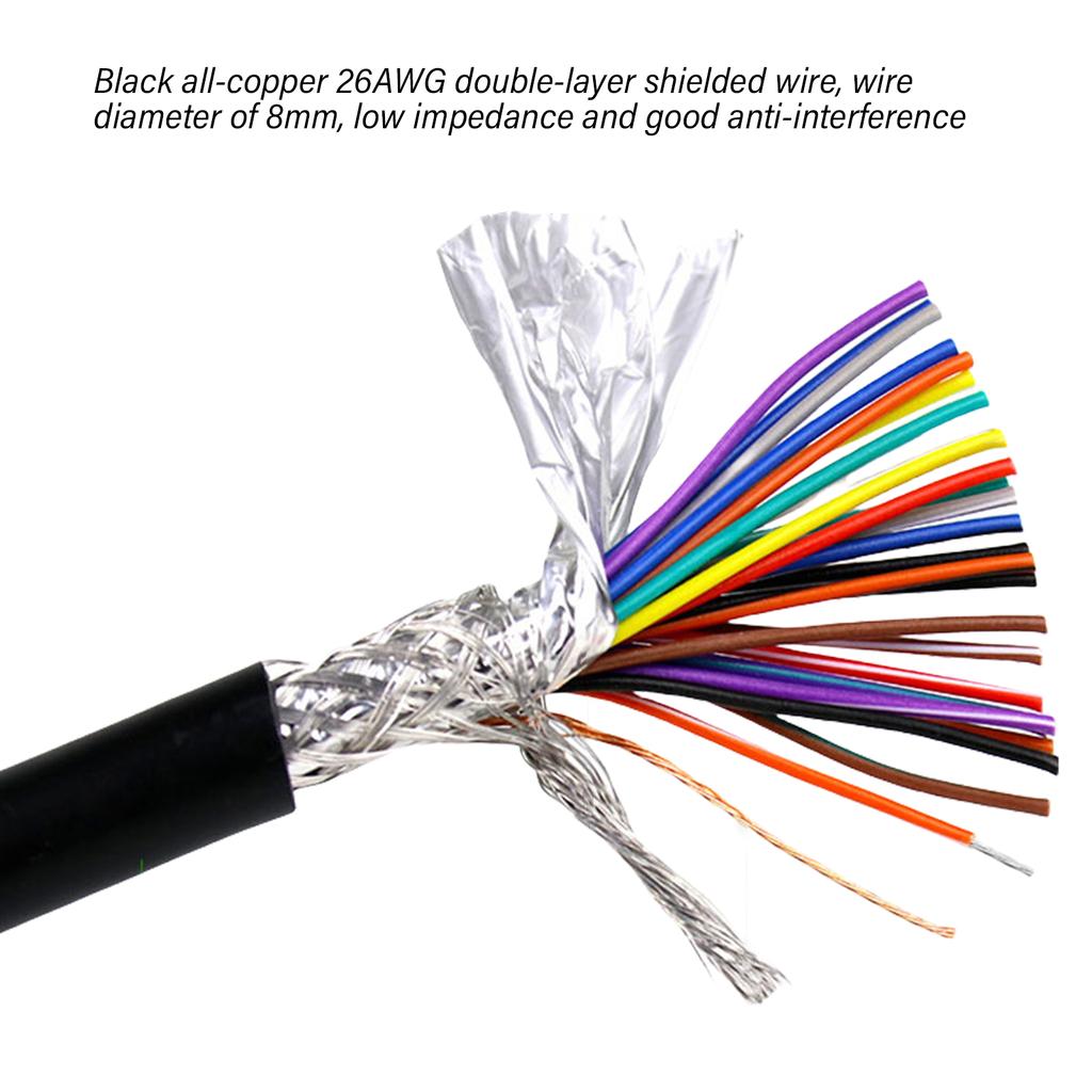 DB25 Hann Hunn Skjøtekabel 26AWG 25-pinners Dobbel Skjermet Ledning Høy Motstand PVC Svart Ulike Lengder