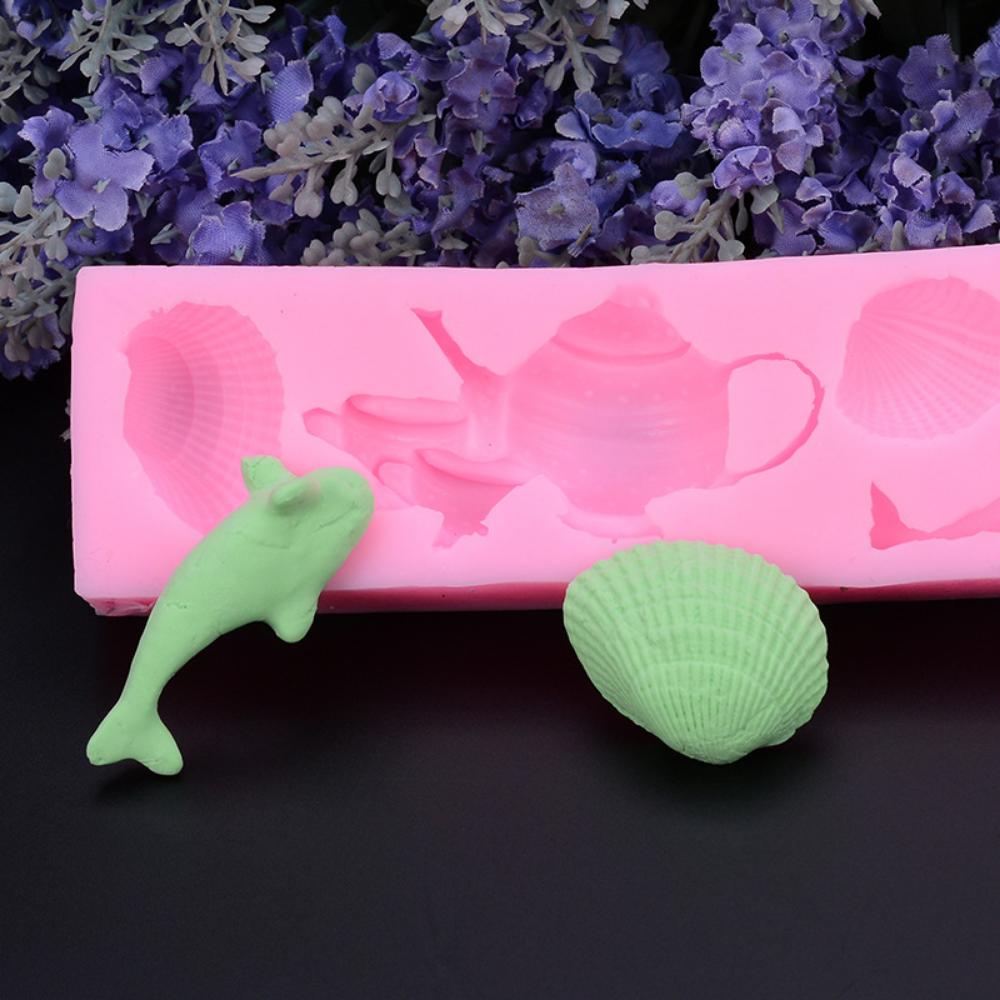Teekanne/Muschel/Fisch DIY Schokoladenrand Dekoration Backwerkzeug Ozean Fondant Silikonform