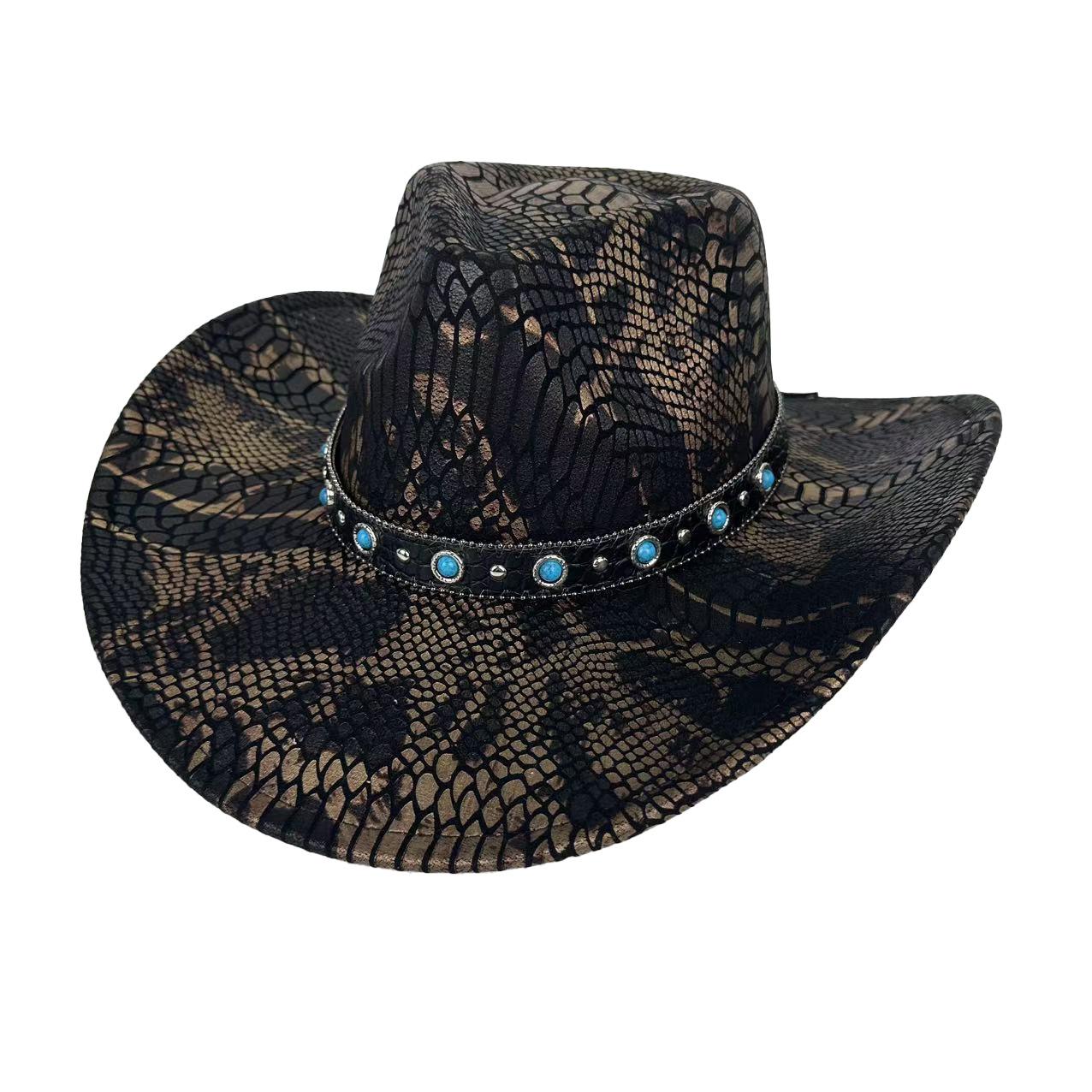 Шляпа Женская Винтажная Западная Ковбойская Шляпа Мужская Женская Премиум Цилиндр Широкополая Джазовая Шляпа M（56-58cm）