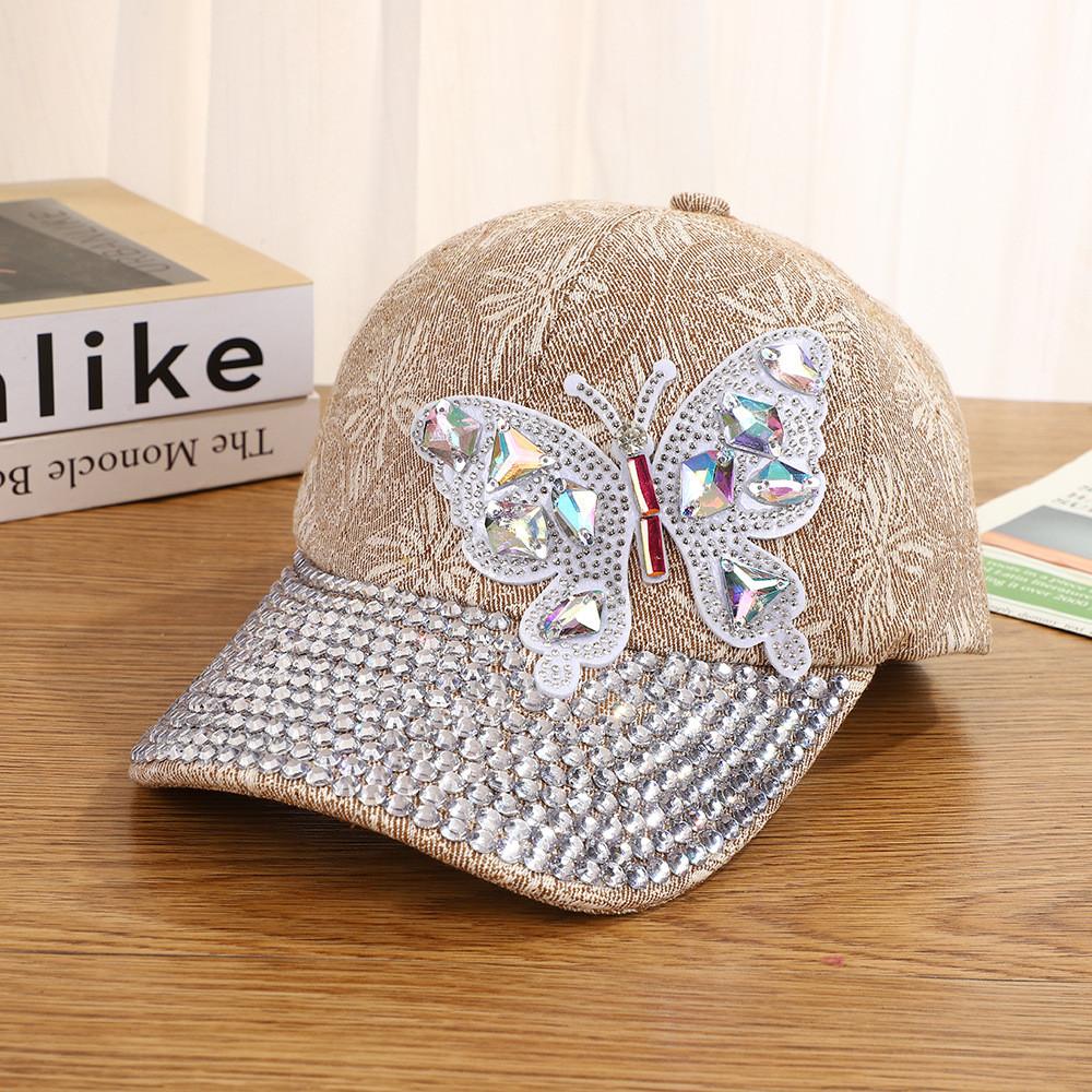 Butterfly Embellished Denim Baseball Cap With Adjustable Fit For Summer Sun Protection