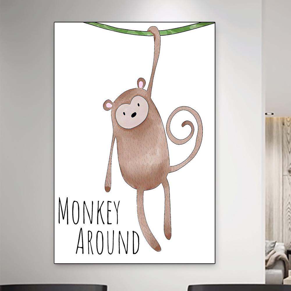 Nordic Cartoon Animal Prints for Kids' Room – Framed Canvas Wall Art