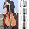 National Style Guitar Strap with Pick Pocket Adjustable Soft Cotton Shoulder Strap Leather Ends Guitar Straps