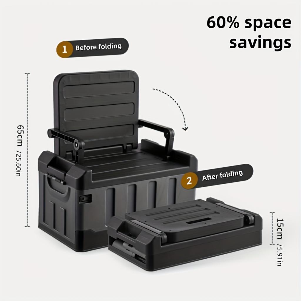 Faltbarer Outdoor-Stauraumhocker mit ergonomischer Rückenlehne, tragbarer leichter Camping- und Angelstuhl für Wandern, Reisen und Autocamping
