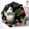 1pc Floral Cat Art Automatic Open/Close Umbrella with Windproof, 8-Rib Sturdy Canopy, Durable Ribs, Ideal for Gifts Yy251117066