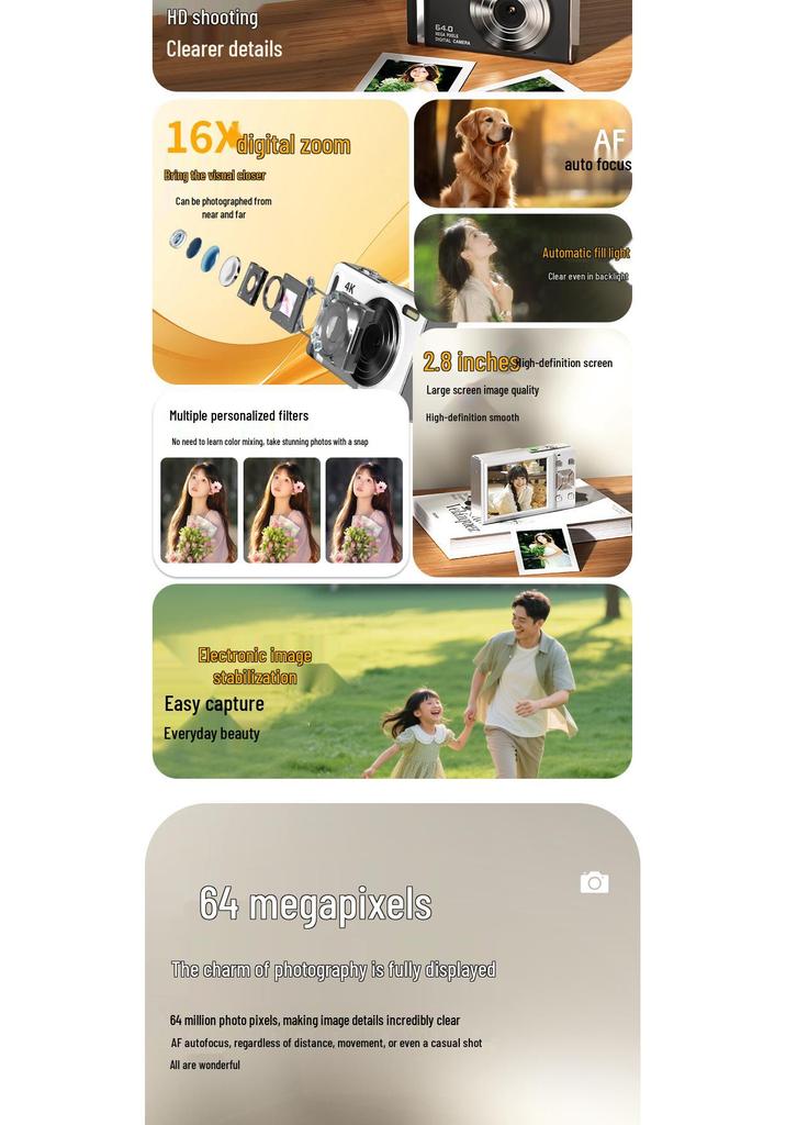 Dual Lens Retro Student Digital Camera for HD Photography and Video