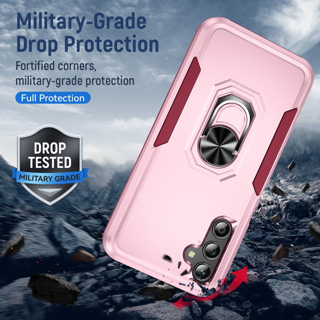 For Samsung Galaxy A25 5G (Global) (161.0 x 76.5 x 8.3mm) Case Military Grade Ring Kickstand PC+TPU Phone Cover
