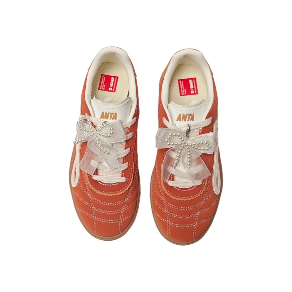 Anta Dream Garden Pearl Bow Trendy Lightweight Wear-Resistant Non-Slip Low-Top Dad Shoes Women Sneaker Flowing-Sand-Orange Creamy-White 122548038R-1