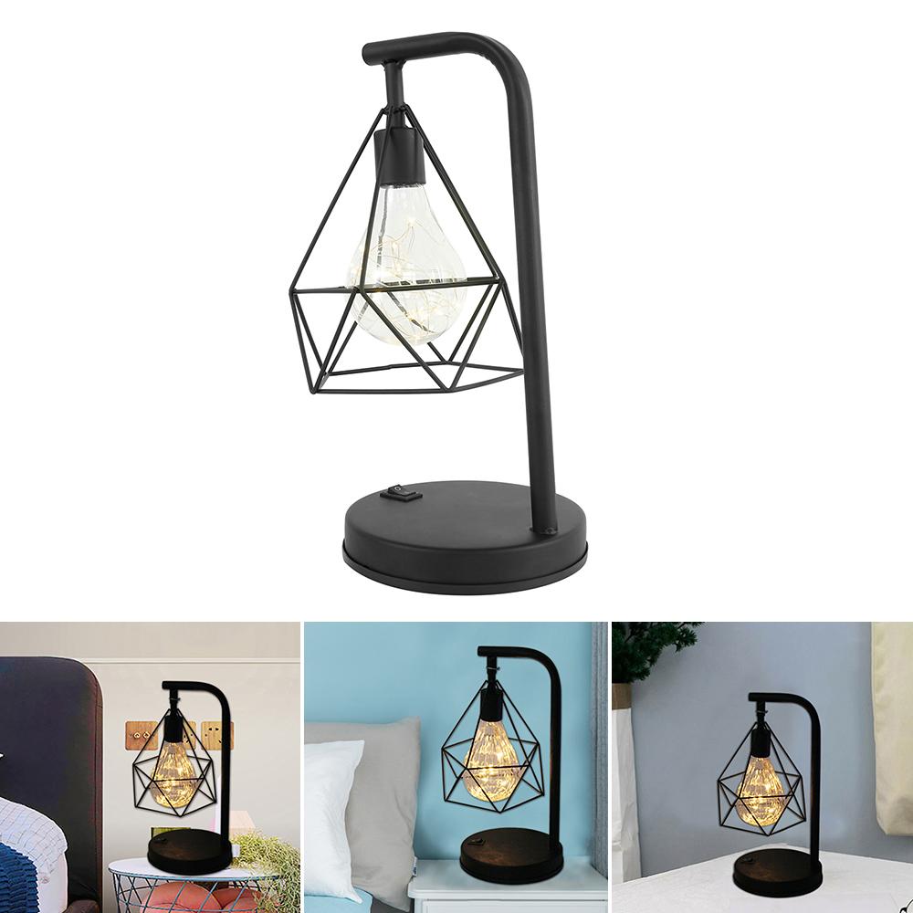 Retro Black LED Light Bulb Battery Operated Bedside Table Lamp LED Night Lights Desktop Ornament for Living Room Coffee Bar Deco