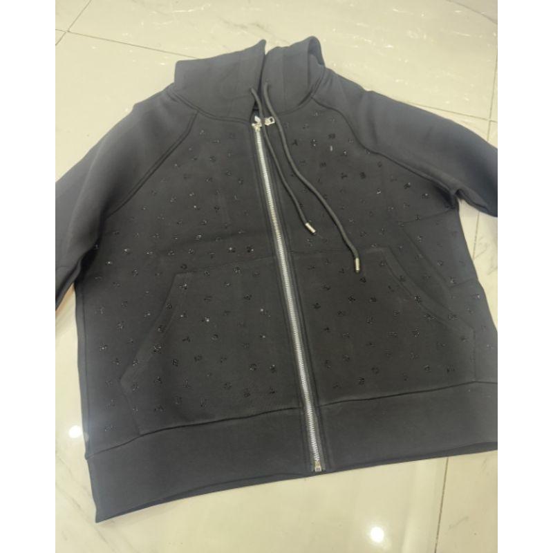 

Export Foreign Trade Order! Women Hood Water Soluble Diamond Letters Air Cotton Lazy Style Mid-Length Outerwear 2025 Spring and Autumn New Black 3XL