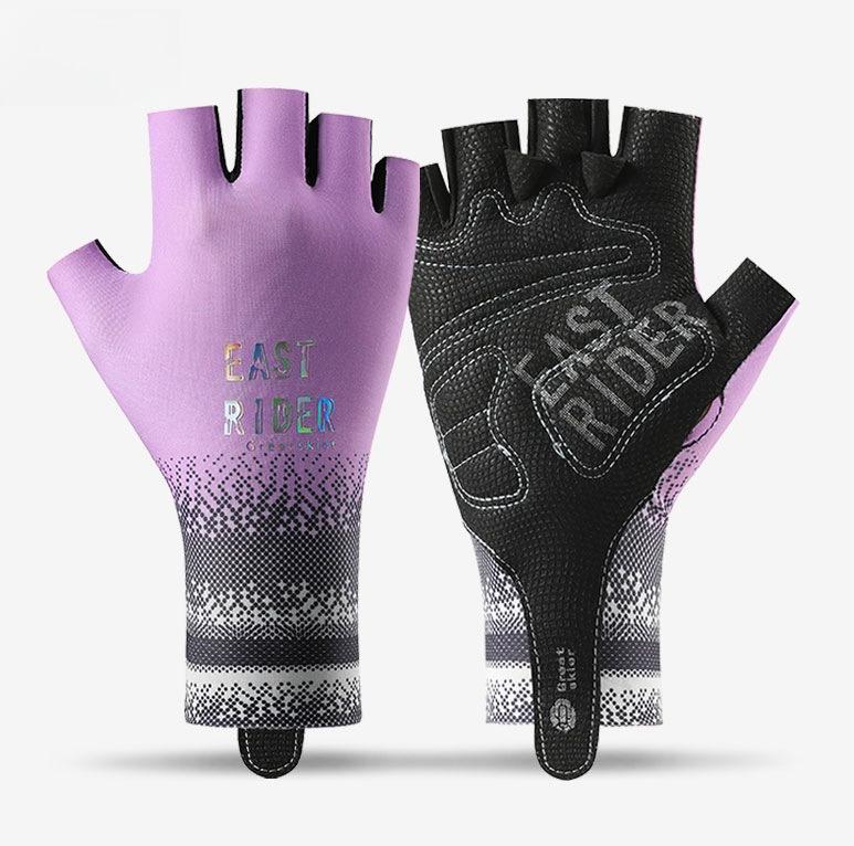 

Cycling Half Finger Gloves Outdoor Fitness Anti Slip Wear Resistant Vibration Reducing Ice Silk Thin Sports Half Finger Gloves M фиолетовый