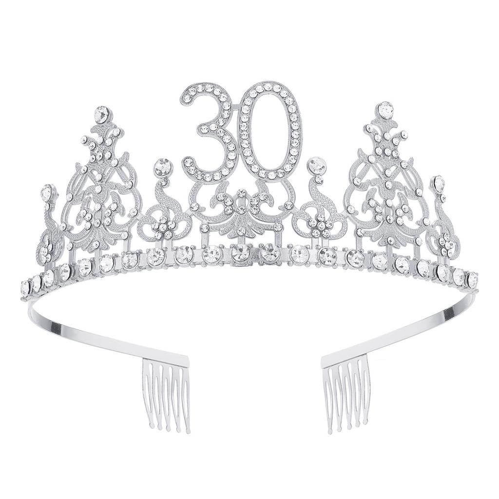 Fashion Alloy Digital Crown With Diamond Tiara 18Th Birthday Party Pearl Alloy Headband