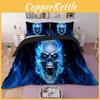 Striking 3d Blue Fire Skull Duvet Cover Pillow Cases Quilt Cover Bedding Set For Home Decor