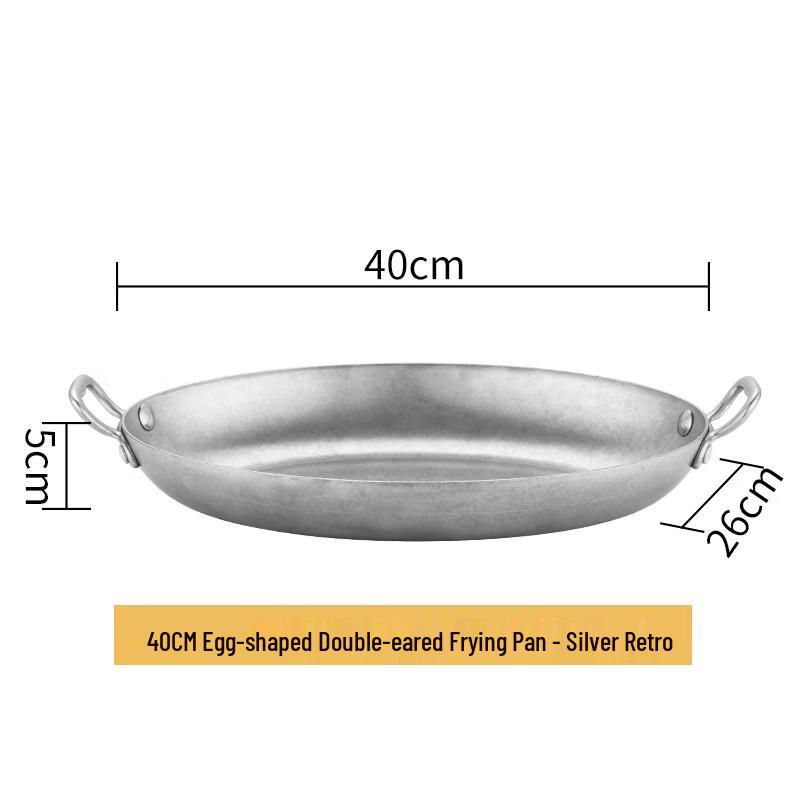 Handon 40cm Retro Silver Stainless Steel Oval 3-Compartment Plate