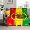 Ethiopian Flag With Lion And Stars Blanket Suitable for Sofas, Beds, Offices, And Camping - Perfect Gift for Halloween Christmas