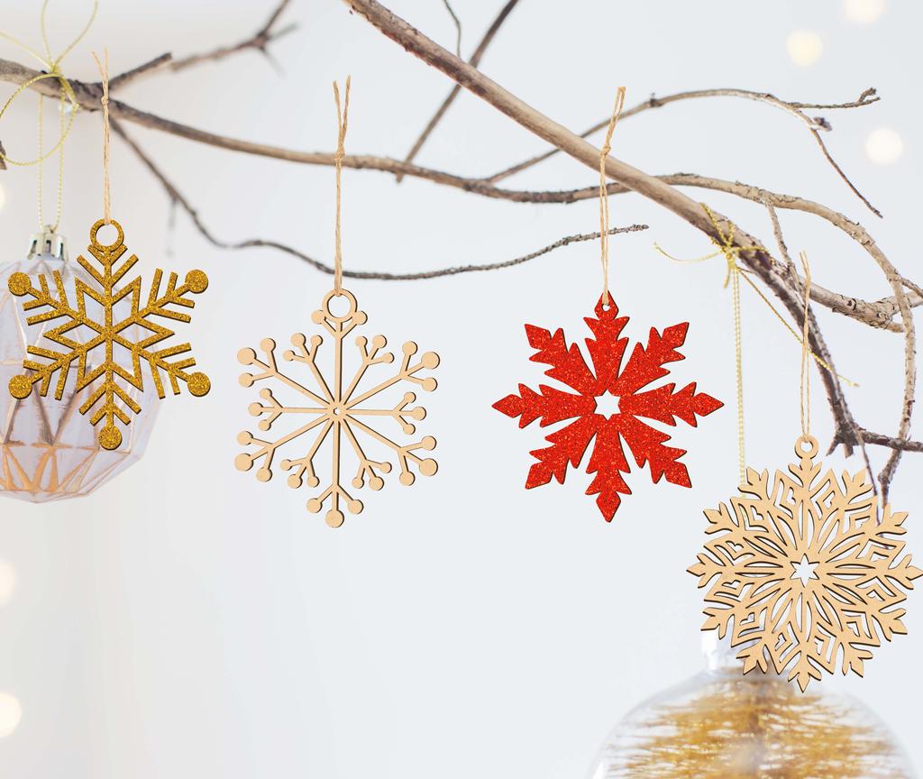 Inkdotpot 18pcs Christmas Ornaments, Unfinished Wooden Laser Cutouts Tree/Bell Shaped Embellishments Hanging Ornament