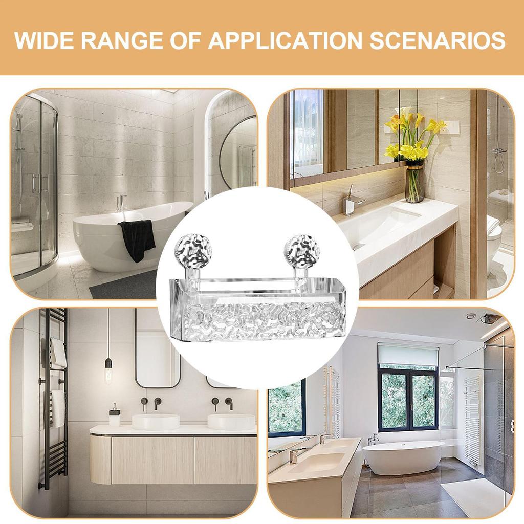 Shower Shelf Suction Cup Large Capacity Quick-Drain Suction Cup Storage Rack For Bathroom For Shampoo Soap Toothbrush