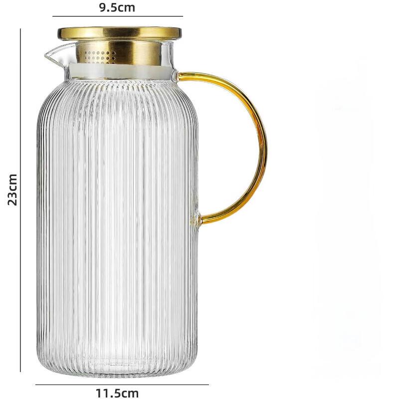 Shangqi 2L Glaskrug mit goldenem Deckel (2er-Pack)