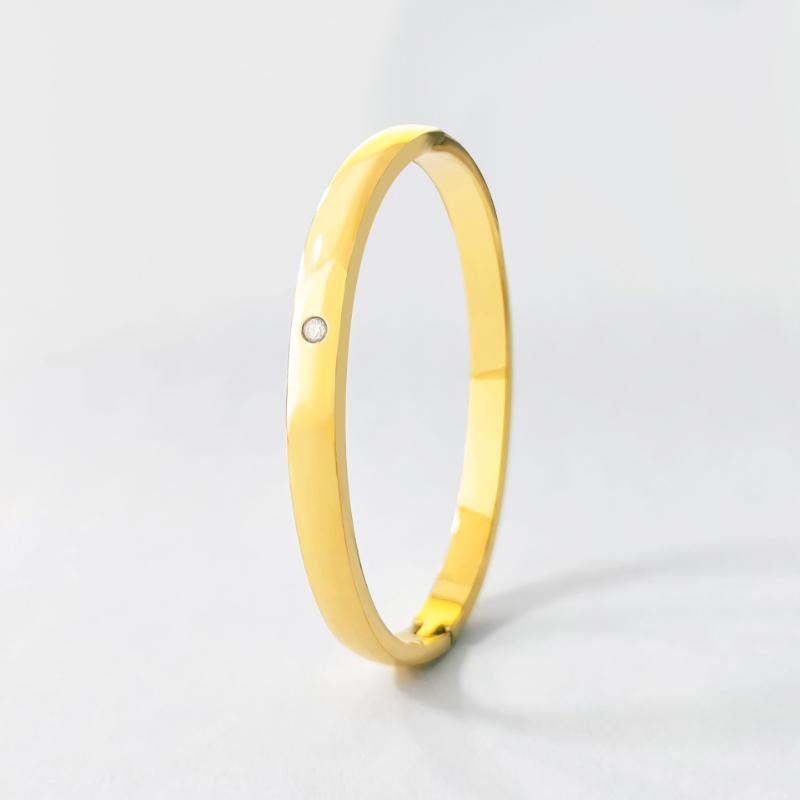 2026 Classic Bracelet Single Diamond Snap Bracelet Non-Fading Rose Gold Couple Bracelet 17CM