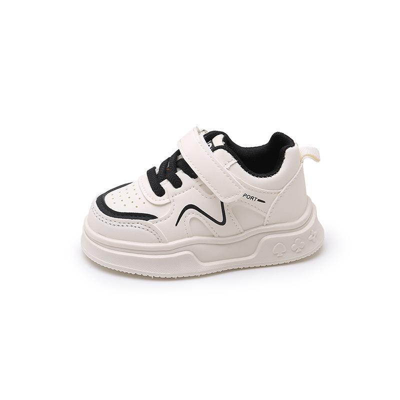 Children's anti-kick little white shoes 2025 spring boys' leather shoes baby soft-soled toddler board shoes Korean version of girls' sports shoes
